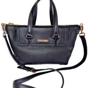 NWT MICHAEL KORS MACKENZIE PEBBLED LEATHER TOP ZIP SATCHEL CROSSBODY BAG BLACK